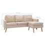 Voir la diapositive 6 : VIDAXL Canape a 3 places avec repose-pied Creme Tissu