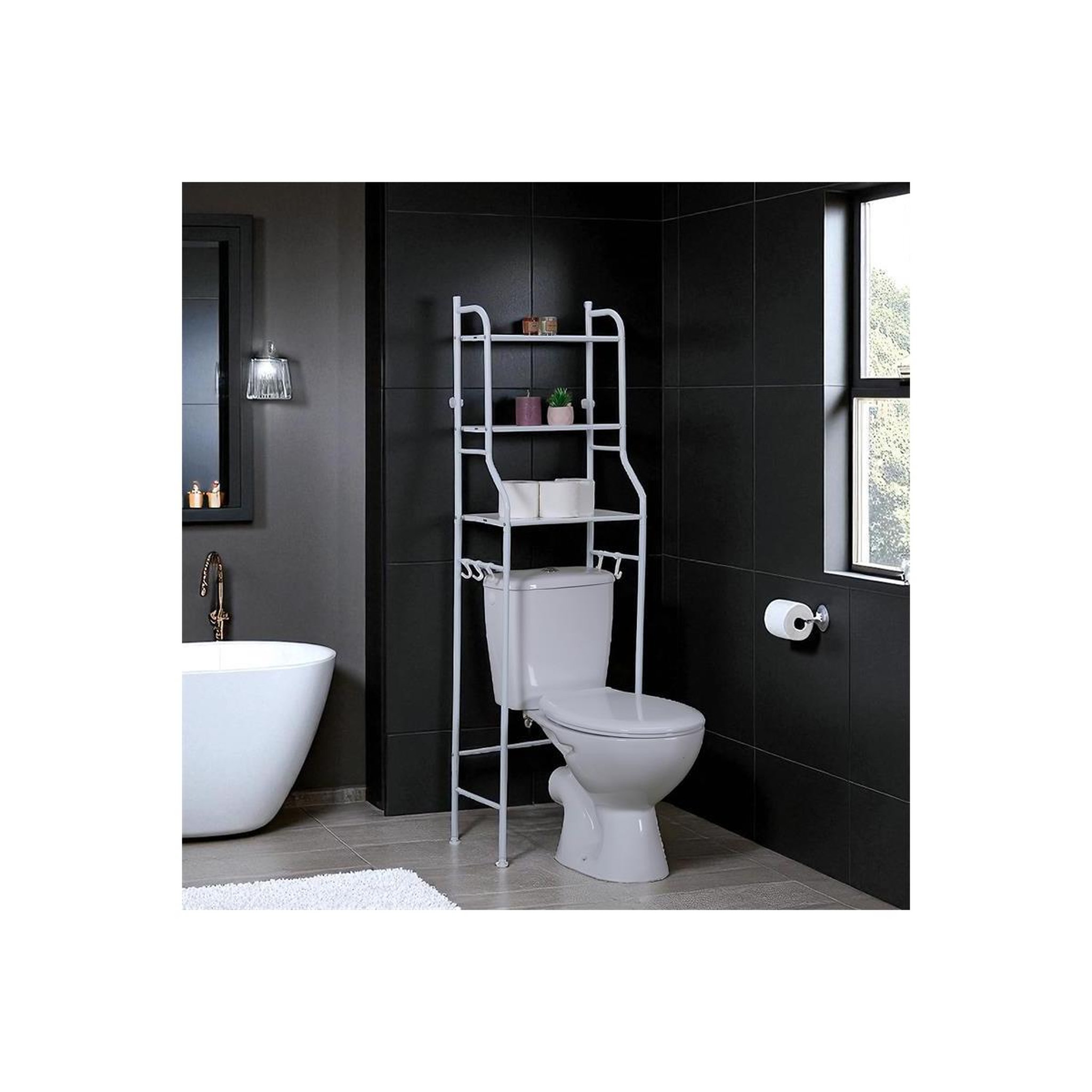 Voir la diapositive 4 : The Home Deco Factory Étagère de rangement wc  pratique  150cm blanc