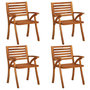 Voir la diapositive 2 : VIDAXL Chaises de jardin avec coussins lot de 4 Bois de teck solide