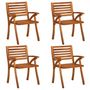 Voir la diapositive 2 : VIDAXL Chaises de jardin avec coussins lot de 4 Bois de teck solide