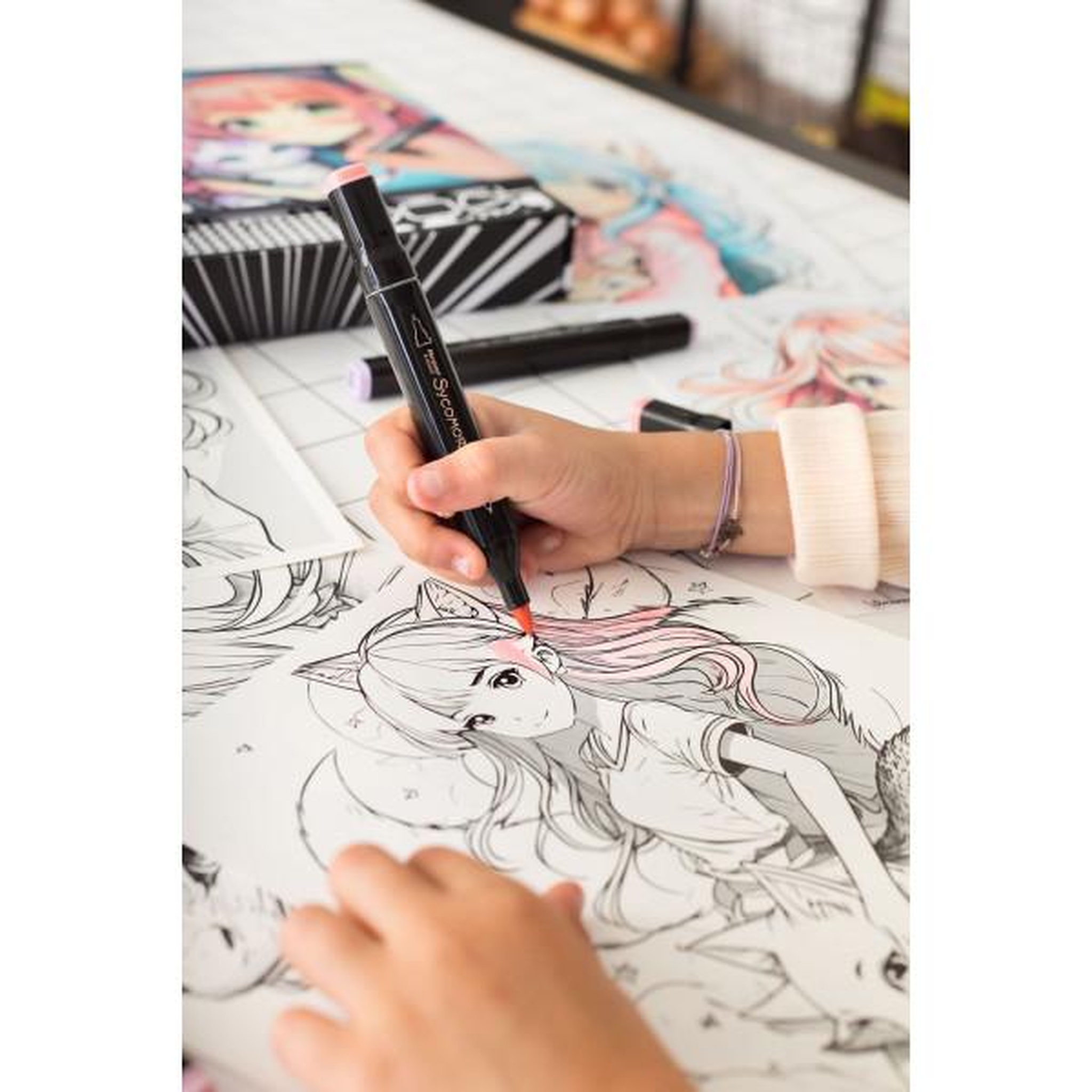 Voir la diapositive 3 : SYCOMORE Coffret créatif - SYCOMORE - Layout et marqueurs - Kemonomimi - Des 10 ans