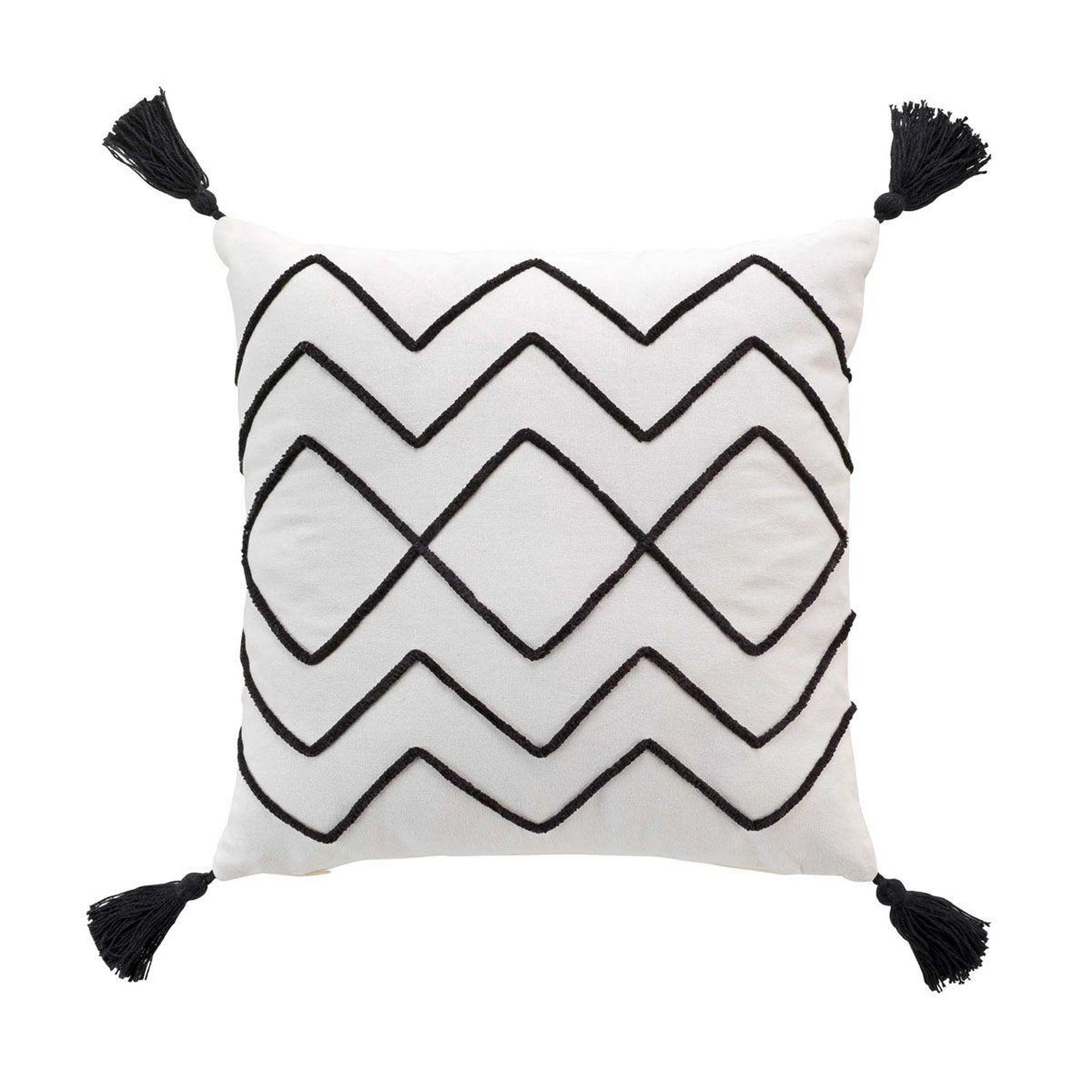 Douceur d'Intérieur Housse de coussin à pompons  coline  40x40cm naturel & noir