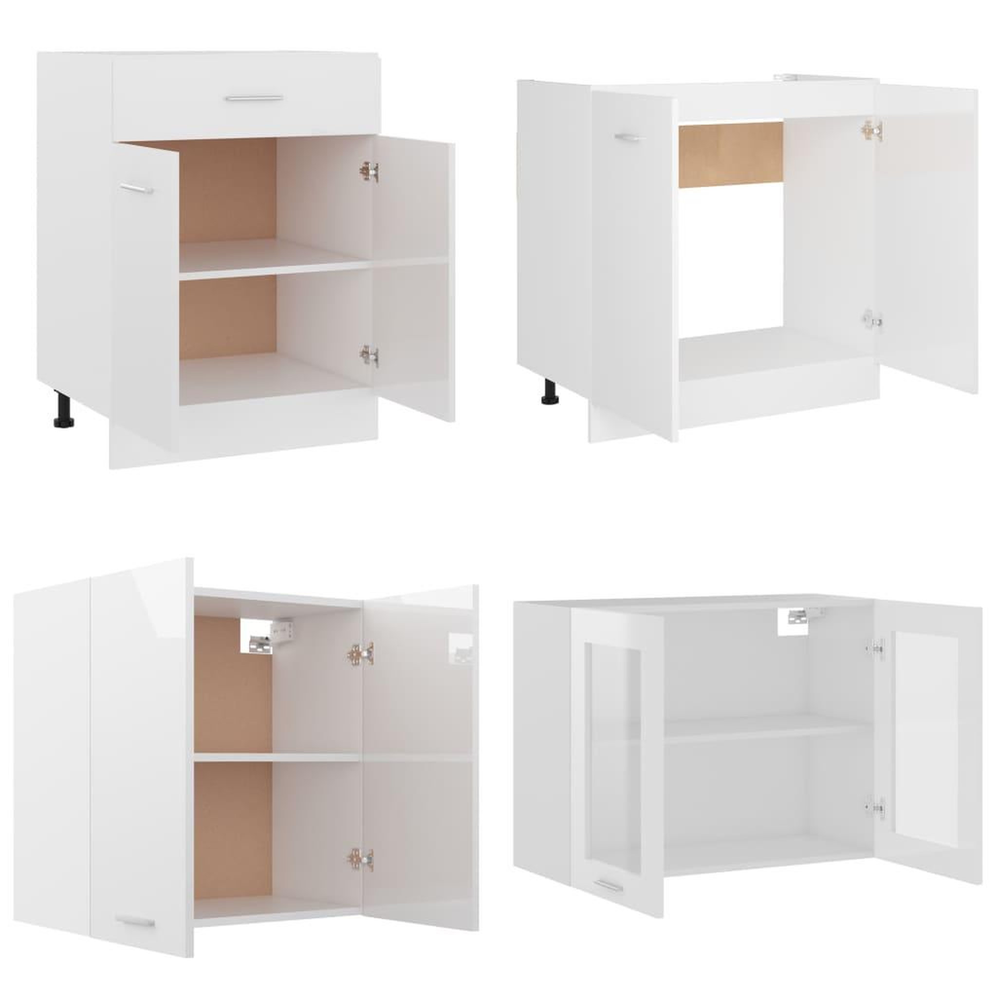 Voir la diapositive 5 : VIDAXL Ensemble de meubles de cuisine 4 pcs Blanc brillant Agglomere