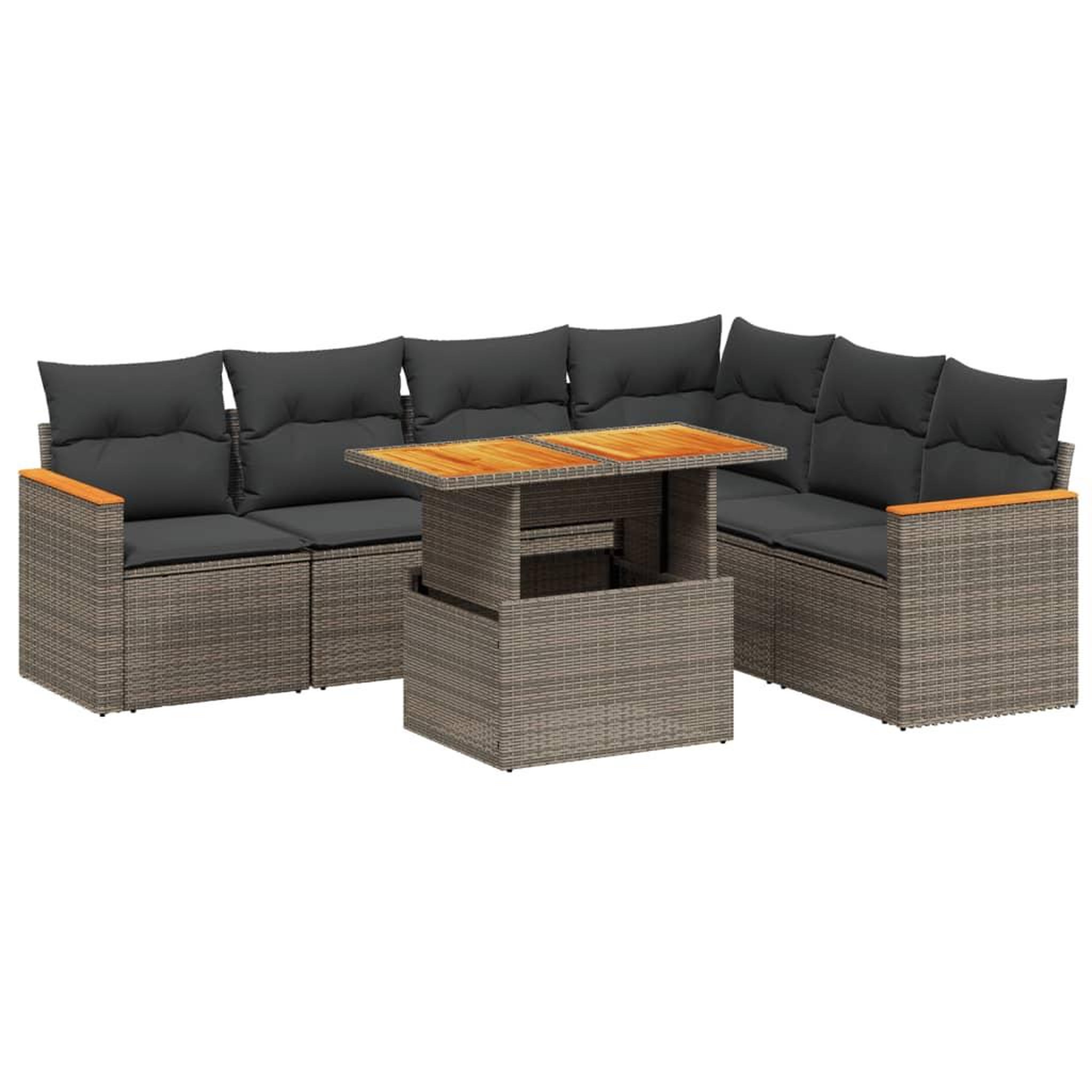 Voir la diapositive 2 : VIDAXL Salon de jardin avec coussins 7 pcs gris resine tressee