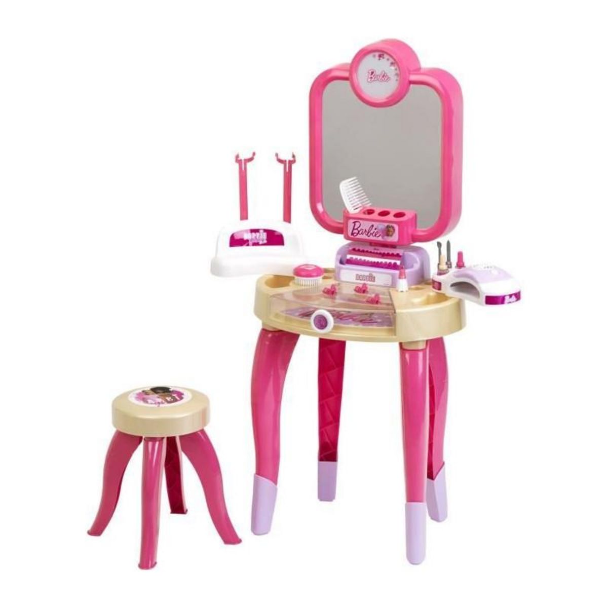 Klein Jouet de beauté - KLEIN - Centre de beauté Barbie Happy Vibes - Complet avec de nombreux accessoires et lumiere.