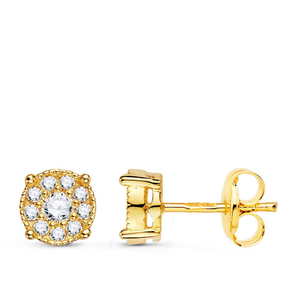 L'ATELIER D'AZUR Boucles d'Oreilles Solitaires Accompagné  Diamants de Synthèse 0.365 Carats - Or 18 Carats 750 Jaune