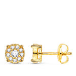L'ATELIER D'AZUR Boucles d'Oreilles Solitaires Accompagné  Diamants de Synthèse 0.365 Carats - Or 18 Carats 750 Jaune