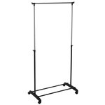 ATMOSPHERA Penderie portant à vêtements réglable sur roulette - H. 160 cm - Gris et Noir
