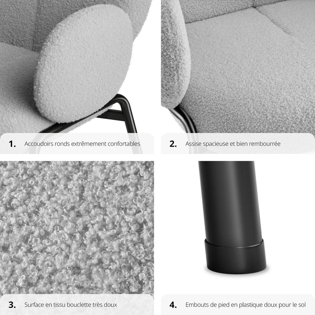 tectake Chaise gris clair Lot de 2