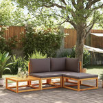 VIDAXL Salon de jardin avec coussins 4 pcs bois d'acacia massif
