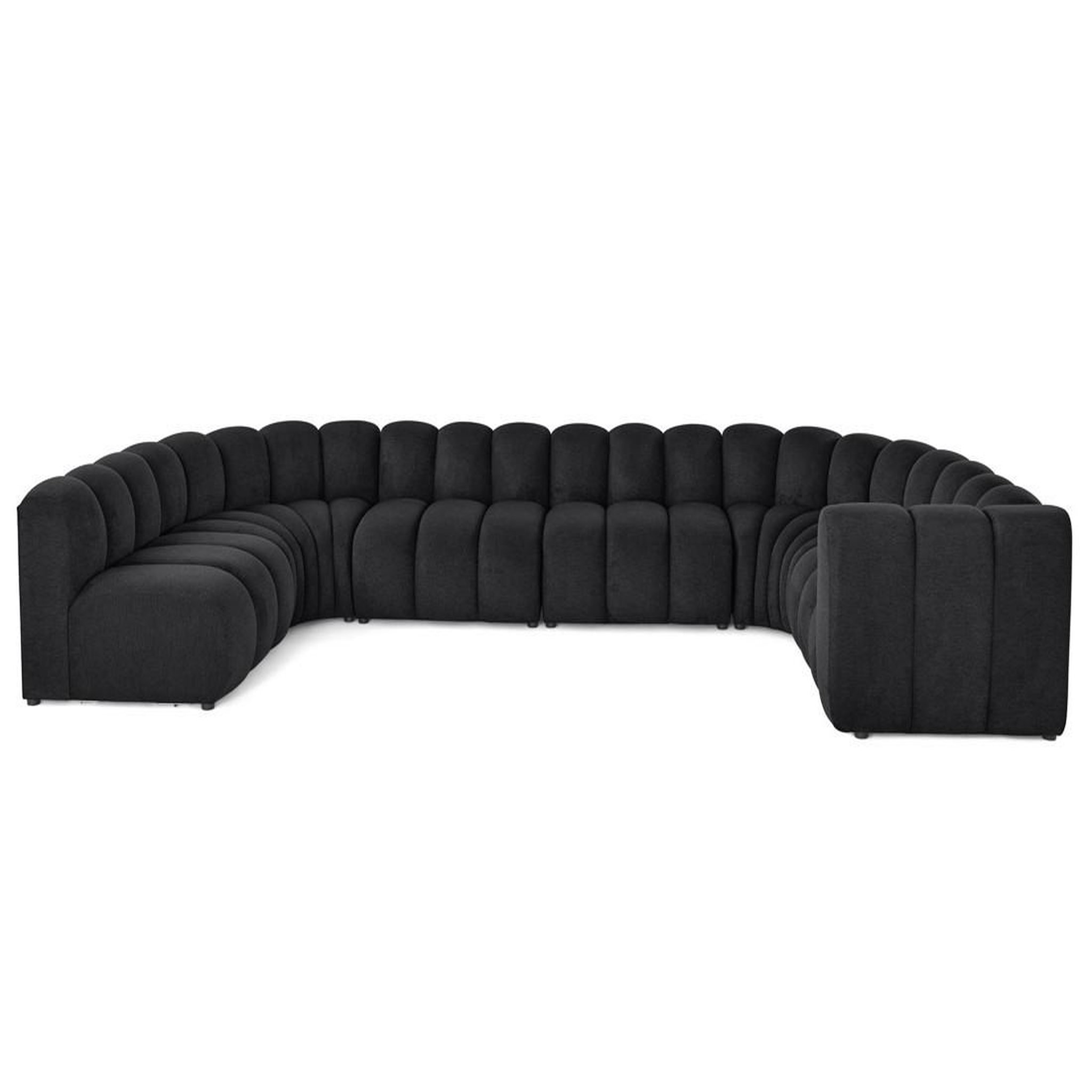 Voir la diapositive 1 : LISA DESIGN Debbie - canapé modulable panoramique d'angle gauche 7 places en tissu texturé