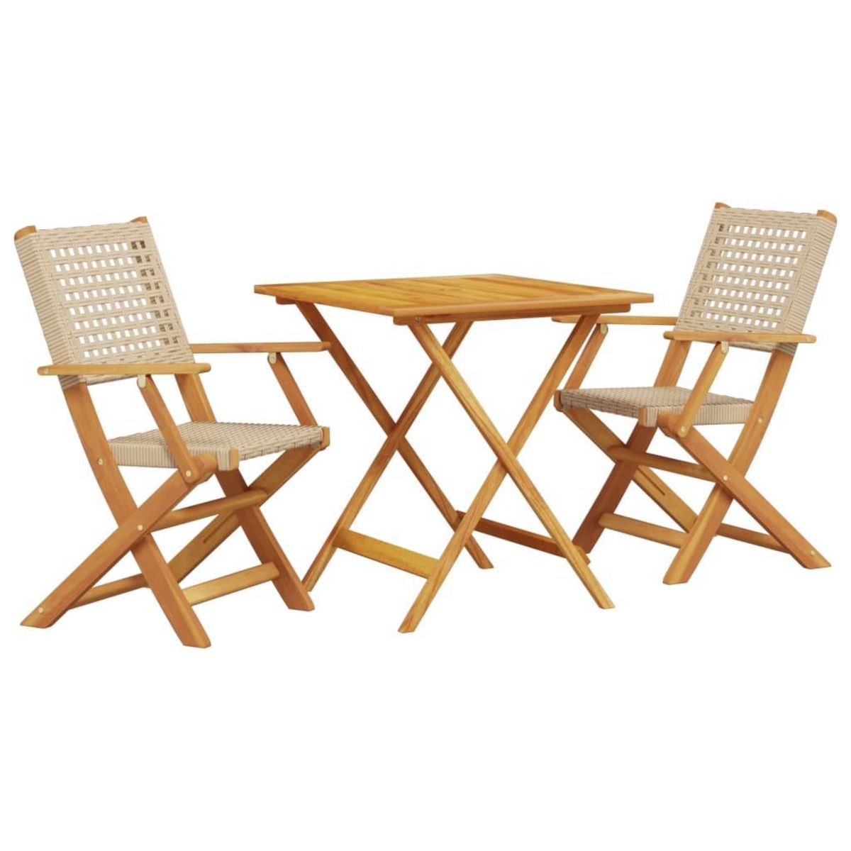 VIDAXL Ensemble de bistro 3 pcs beige resine tressee et bois massif