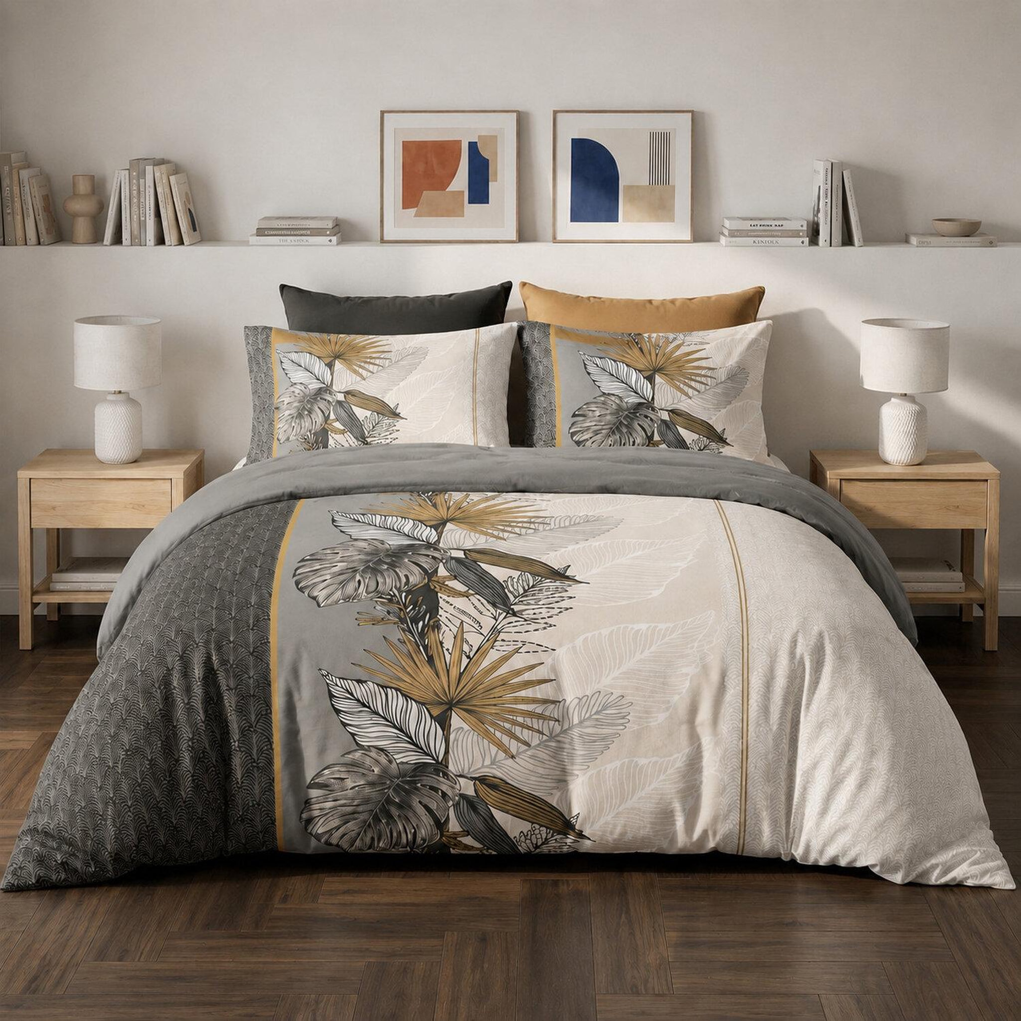 ATELIER DU COTON Parure housse de couette en coton 57 fils pacôme. Coloris disponibles : Gris