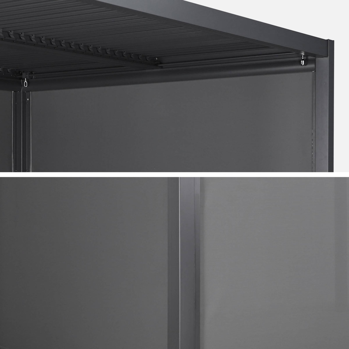 SWEEEK Pergola Bioclimatique gris anthracite 4x3m, aluminium à lames orientables + store 3m + store 4m
