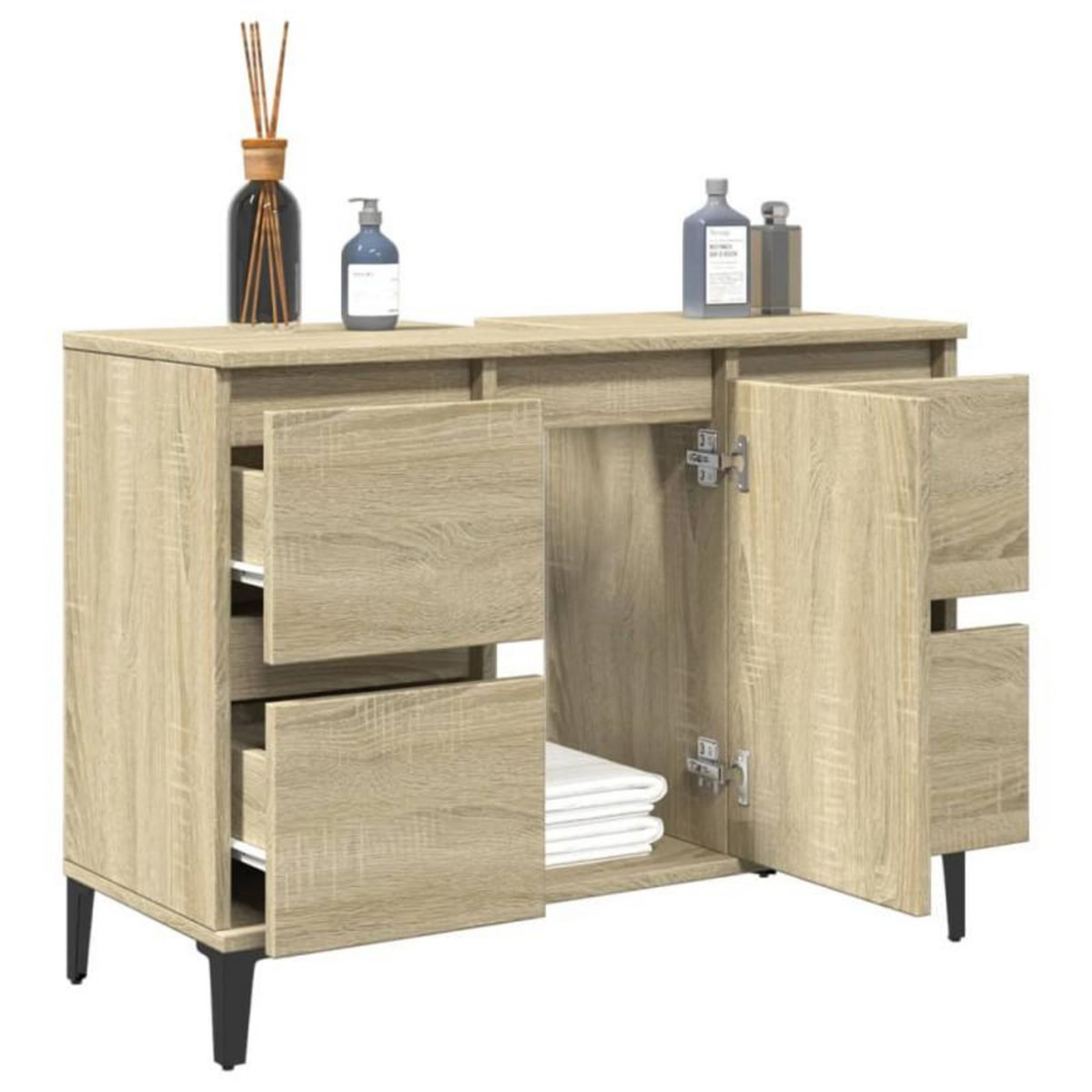 VIDAXL Meuble d évier chêne sonoma 80x33x60 cm bois d ingénierie