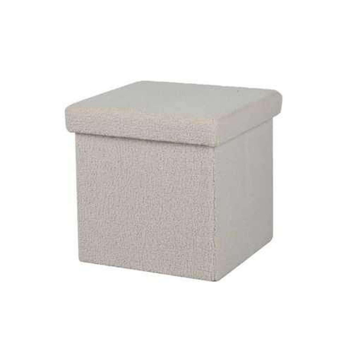 DIVERS Pouf de rangement pliable Kube revêtement bouclette - Blanc crème