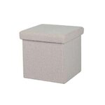 DIVERS Pouf de rangement pliable Kube revêtement bouclette - Blanc crème