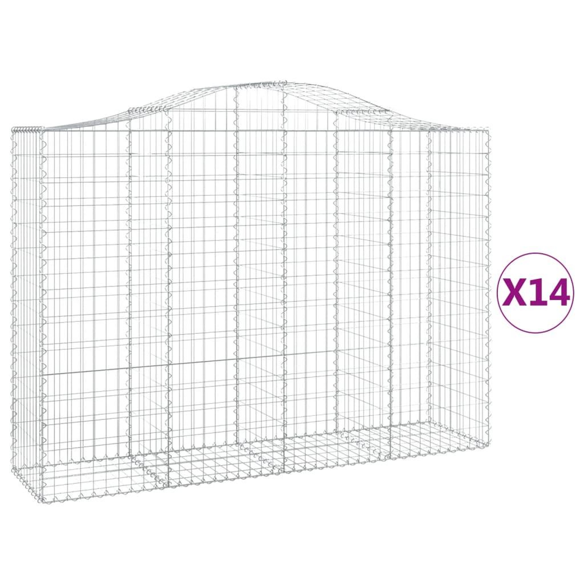 Voir la diapositive 2 : VIDAXL Paniers a gabions arques 14 pcs 200x50x140/160 cm Fer galvanise