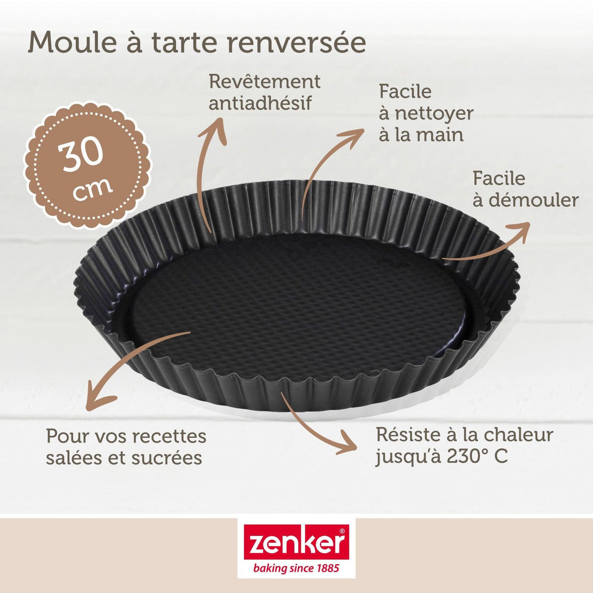 ZENKER Lot de 2 plats à tartes renversées 30 cm Zenker Black Metallic