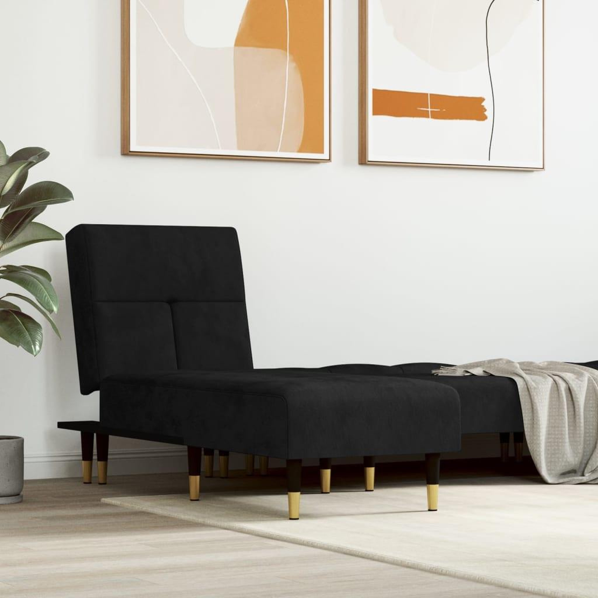 VIDAXL Chaise longue noir velours