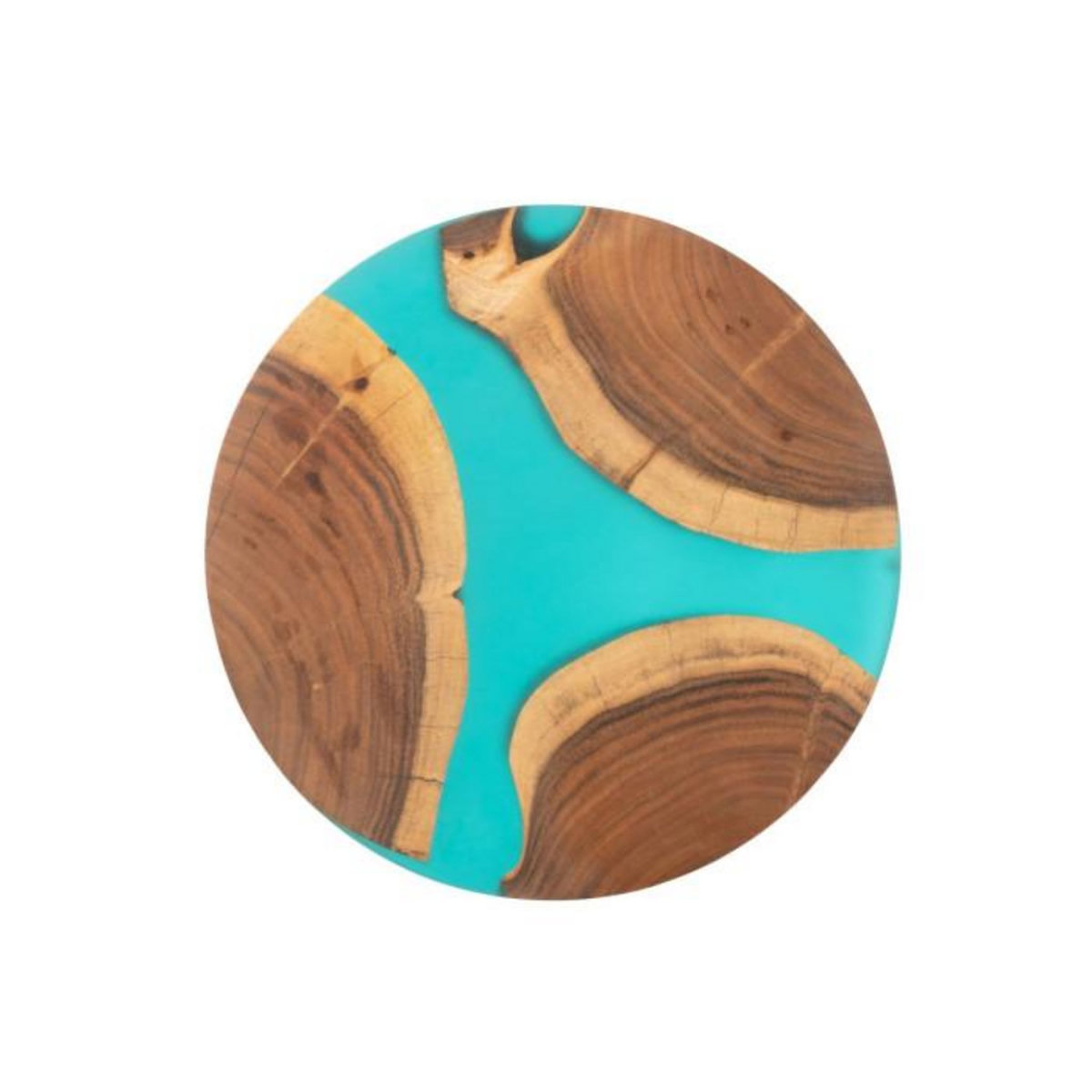 Paris Prix Planche à Découper Ronde en Bois  Douglas  41cm Naturel & Bleu