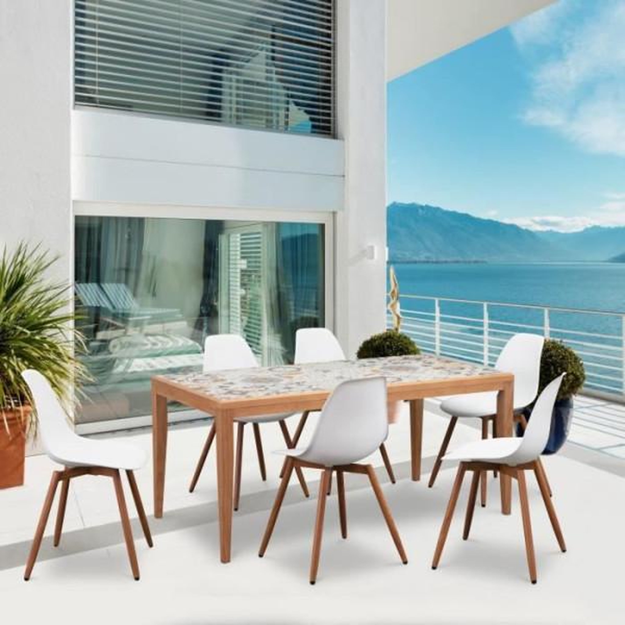 Voir la diapositive 2 : MARKET24 Lot de 2 chaises de jardin en PP - Blanc - 50 x 55 x 85,5 cm