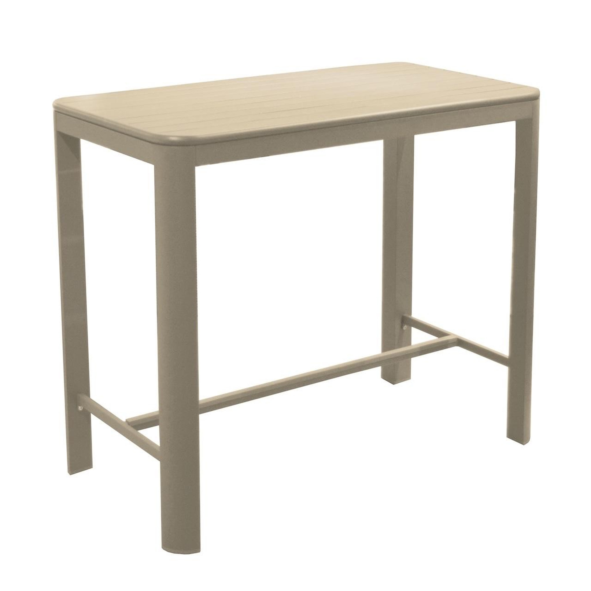 Proloisirs Table haute en aluminium - EOS 140 x 74 - Plateau à lattes - Hauteur 105 cm - Coloris crème