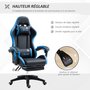 Voir la diapositive 6 : VINSETTO Chaise gaming - chaise de bureau gamer inclinable réglable repose-pieds rétractable coussins synthétique noir bleu
