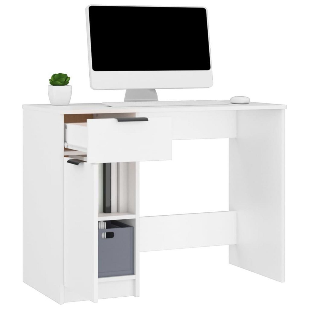 VIDAXL Bureau Blanc 100x50x75 cm Bois d'ingenierie