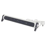 Trefiliaction  Rallonge 5x2P+T Surface - inter, cordon 1,5m, parafoudre et USB A+C- blanc/gris