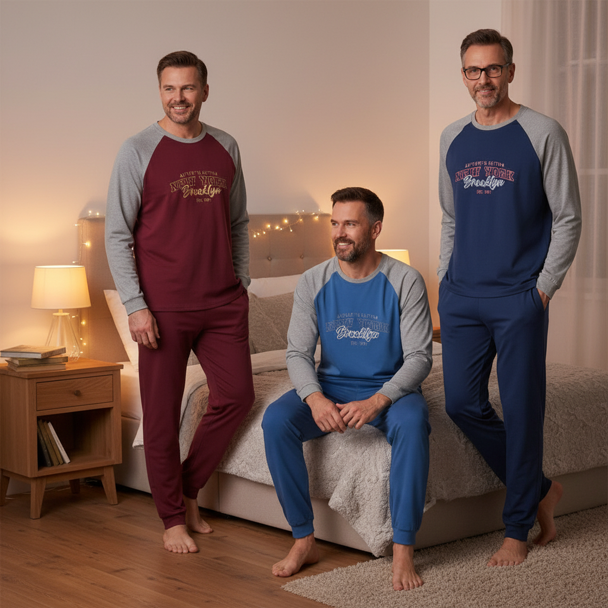 Voir la diapositive 4 : OZABI Ozabi ensemble pyjama homme doublé polaire pack de 3 coloris assortis