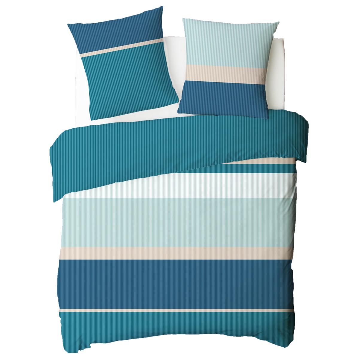 FUTURE HOME Parure de lit 2 personnes rayé en coton 57 fils