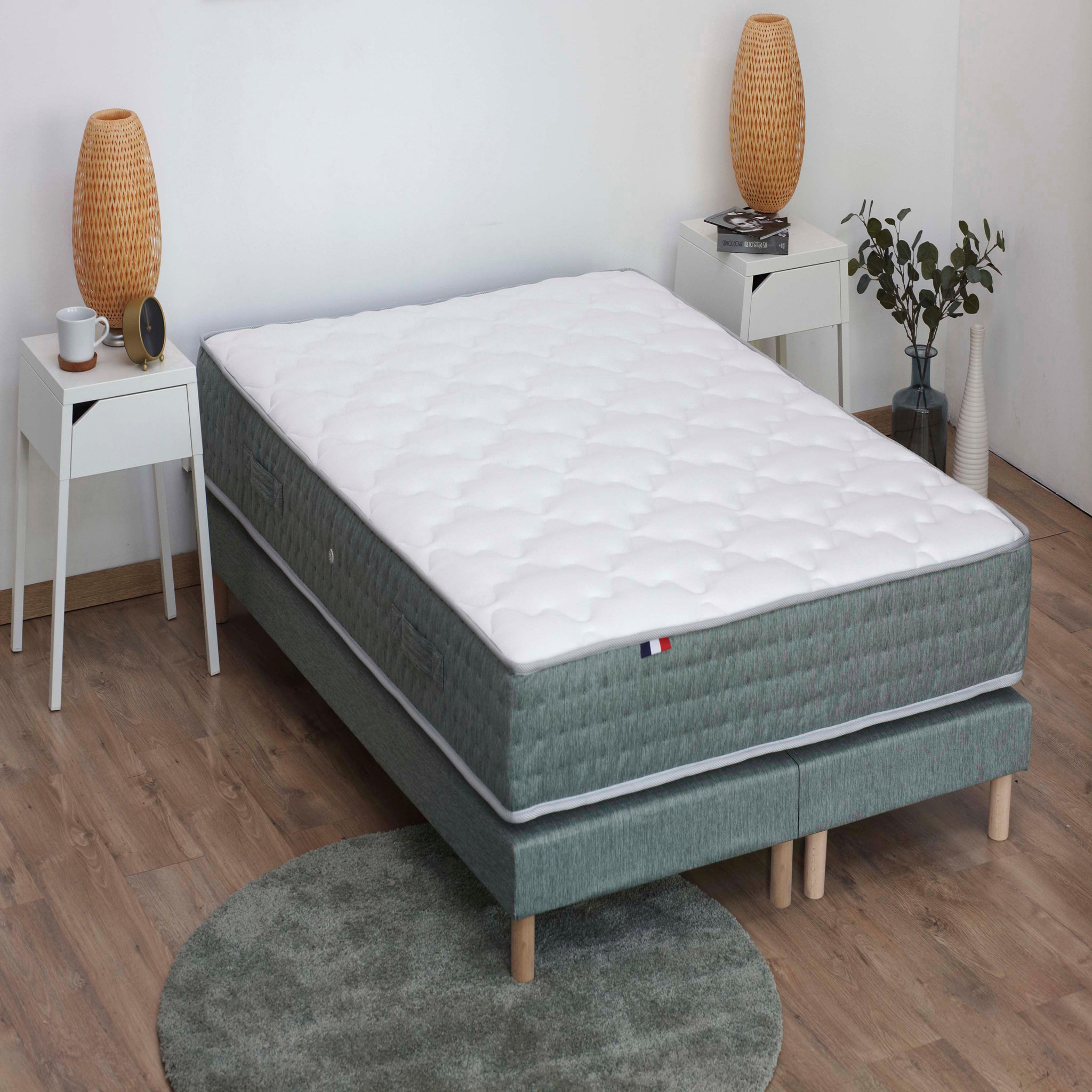 Voir la diapositive 4 : Sommier Tapissier à Lattes Vert 2X80x200 cm HYGGE