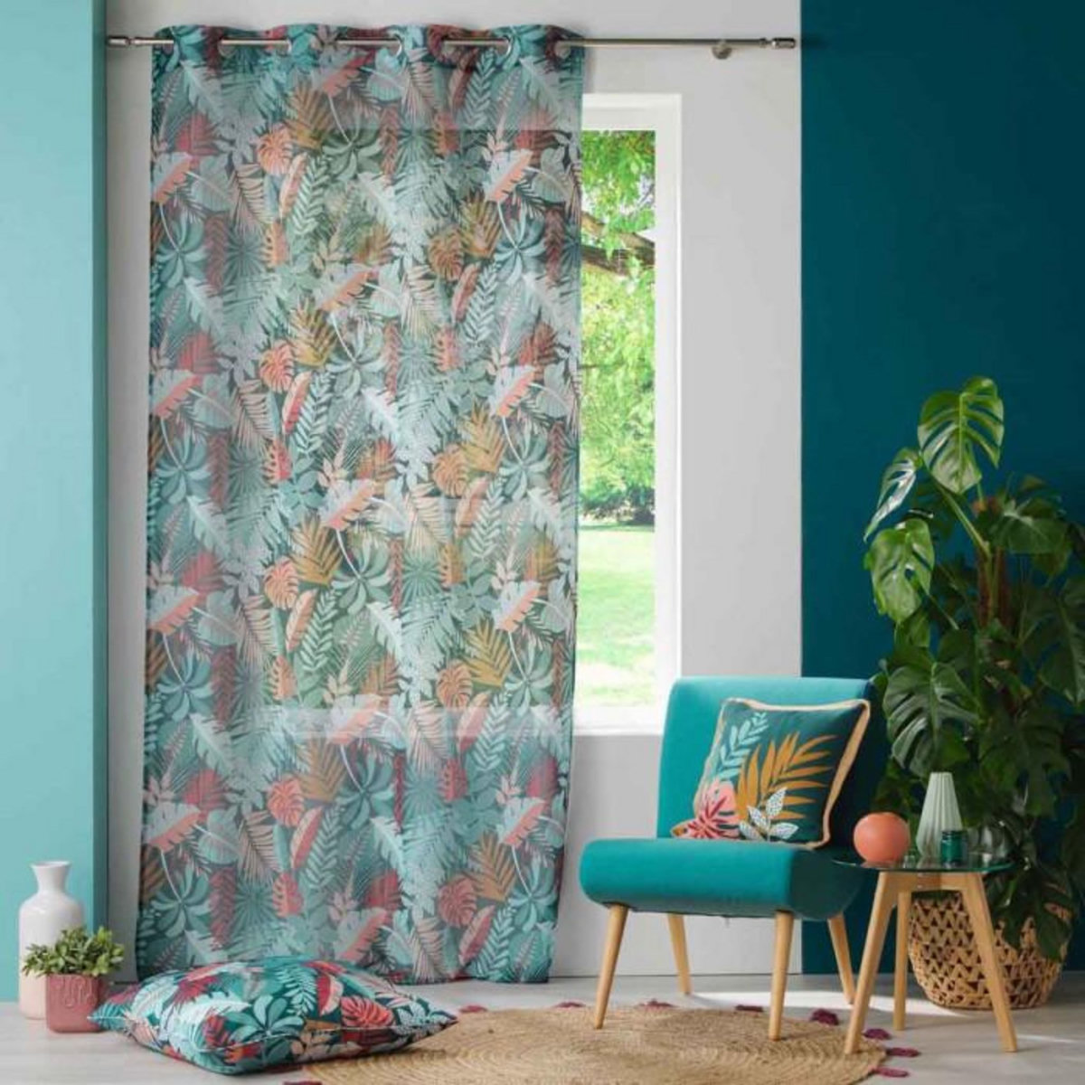 Paris Prix Rideau Voilage à Œillets  Jacala II  140x240cm Bleu