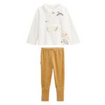 Petit Béguin Pyjama enfant 2 pièces en velours à pieds retroussables Swan. Coloris disponibles : Jaune