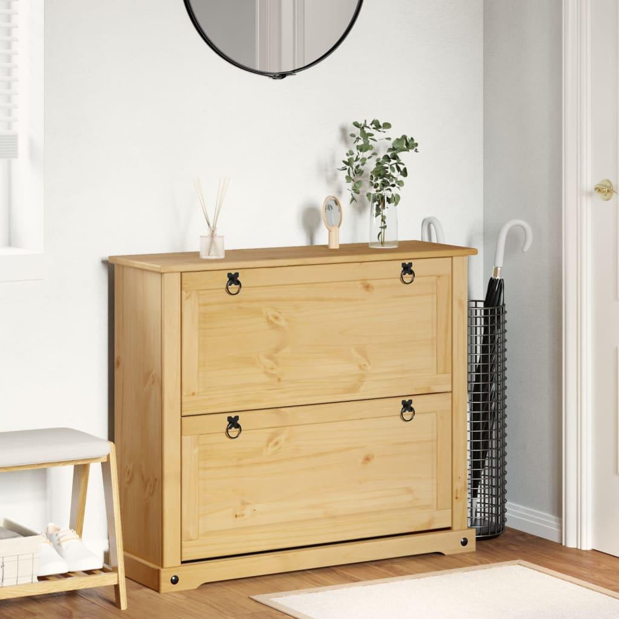 Voir la diapositive 3 : VIDAXL Armoire a chaussures  99x32x85 cm bois de pin massif