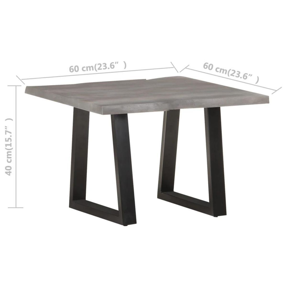 VIDAXL Table basse avec bord naturel 60x60x40 cm Bois d'acacia massif