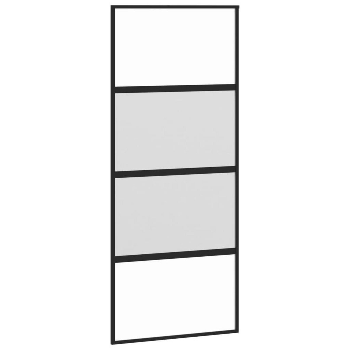 VIDAXL Porte coulissante noir 90x205 cm verre trempe aluminium