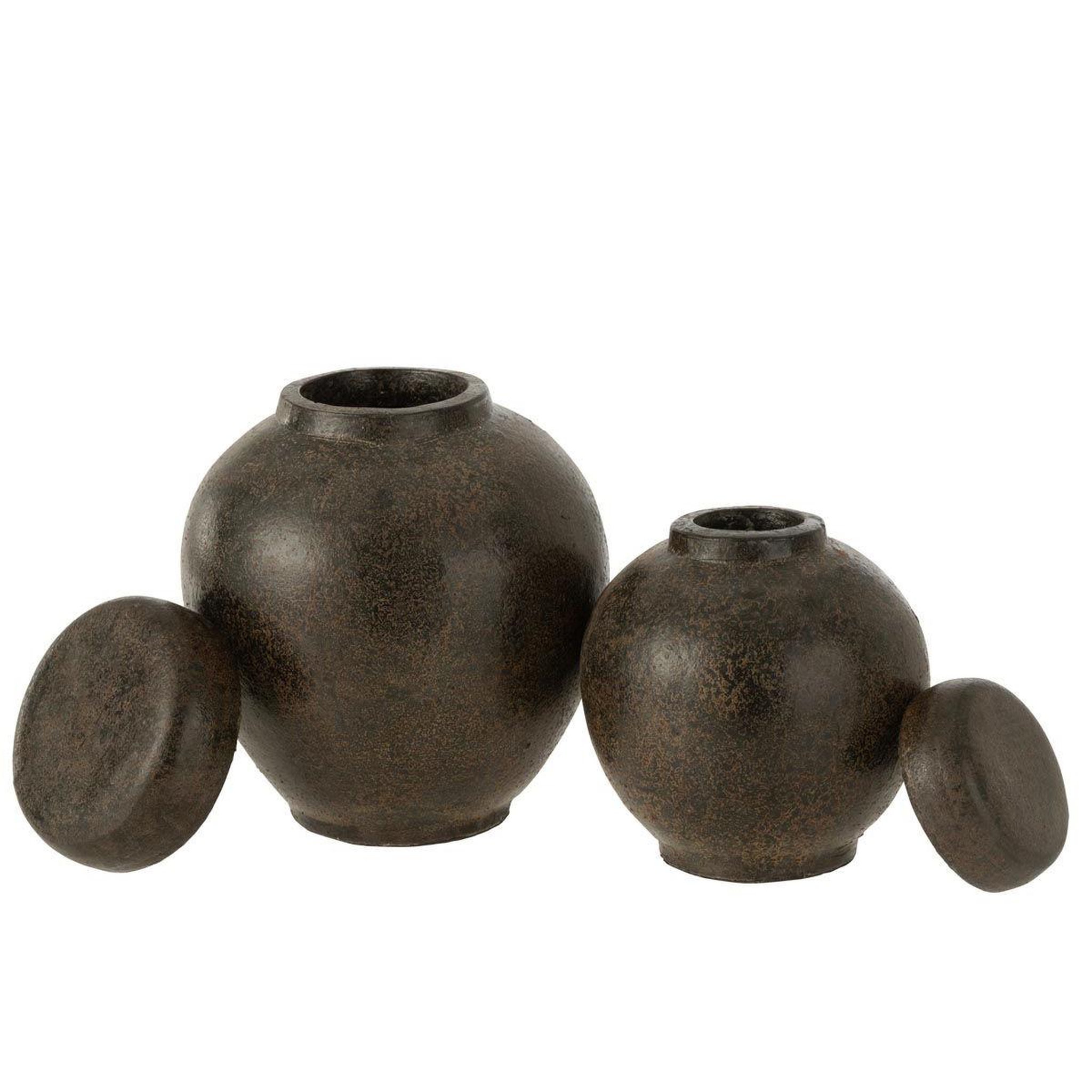 Voir la diapositive 4 : J-LINE Pot Déco en Terre Cuite  Victor  20cm Marron