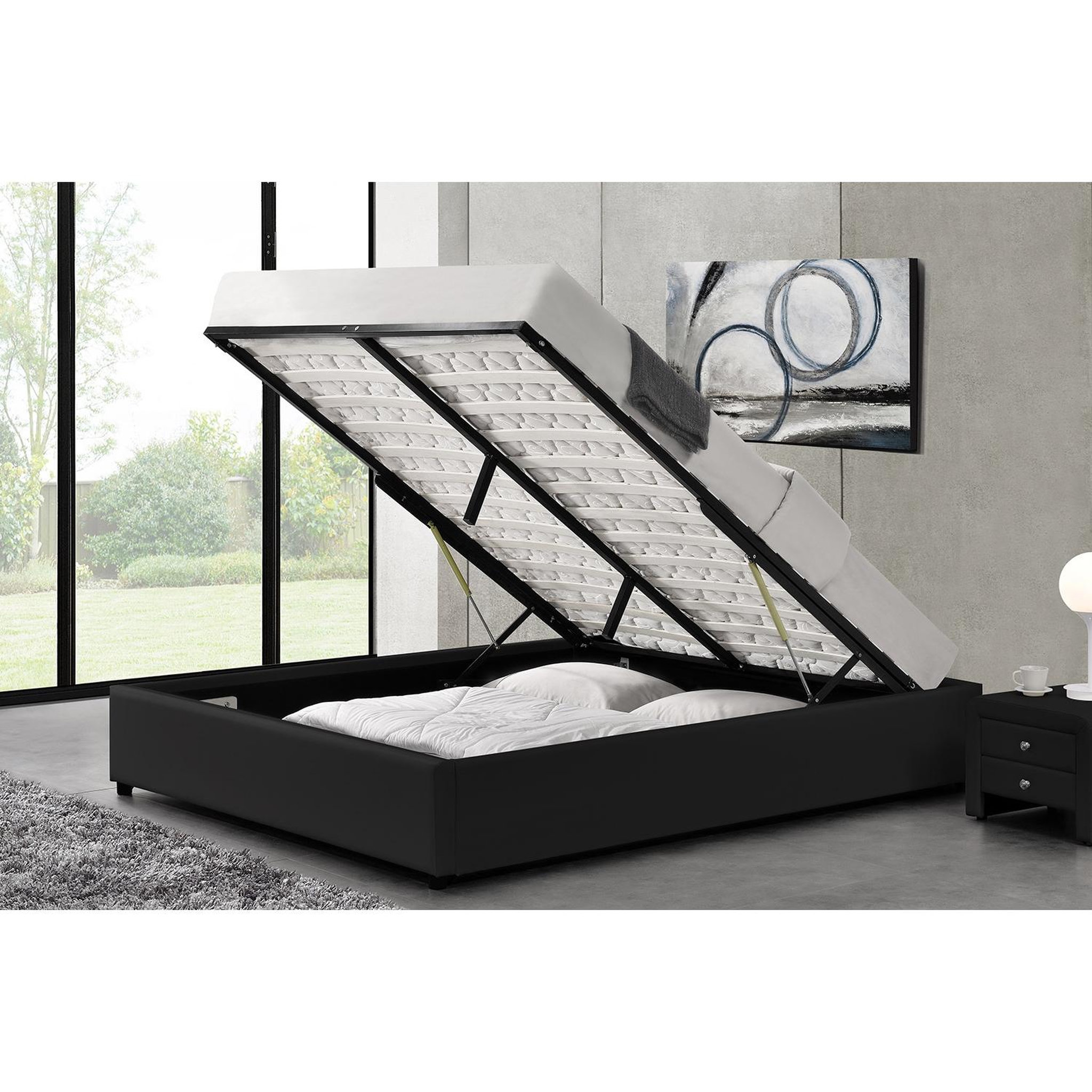Voir la diapositive 2 : CONCEPT USINE Lit coffre 160 x 200 cm noir kennington