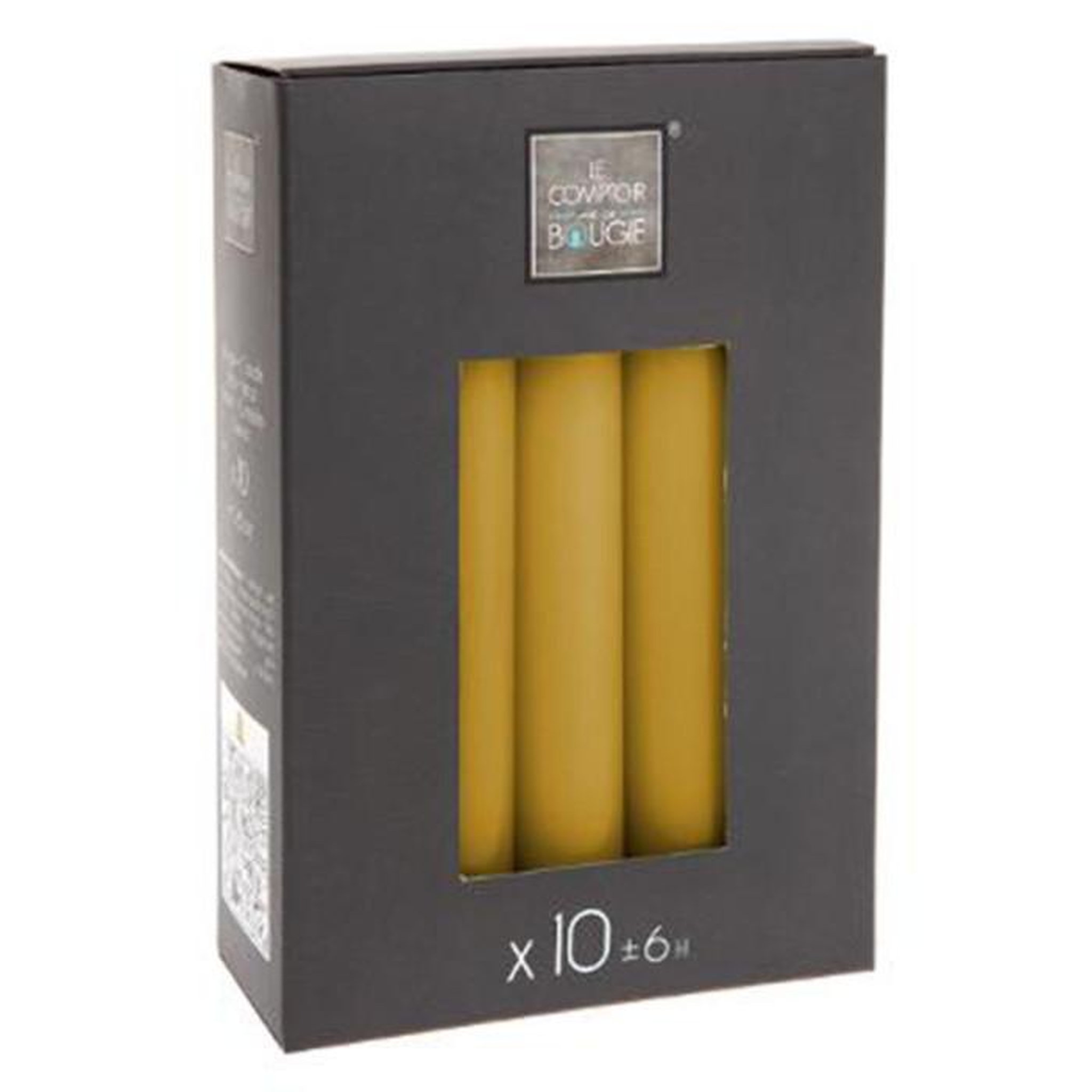 Voir la diapositive 4 : COMPTOIR DE LA BOUGIE Lot de 10 Bougies Bâton  Hugo  16cm Moutarde
