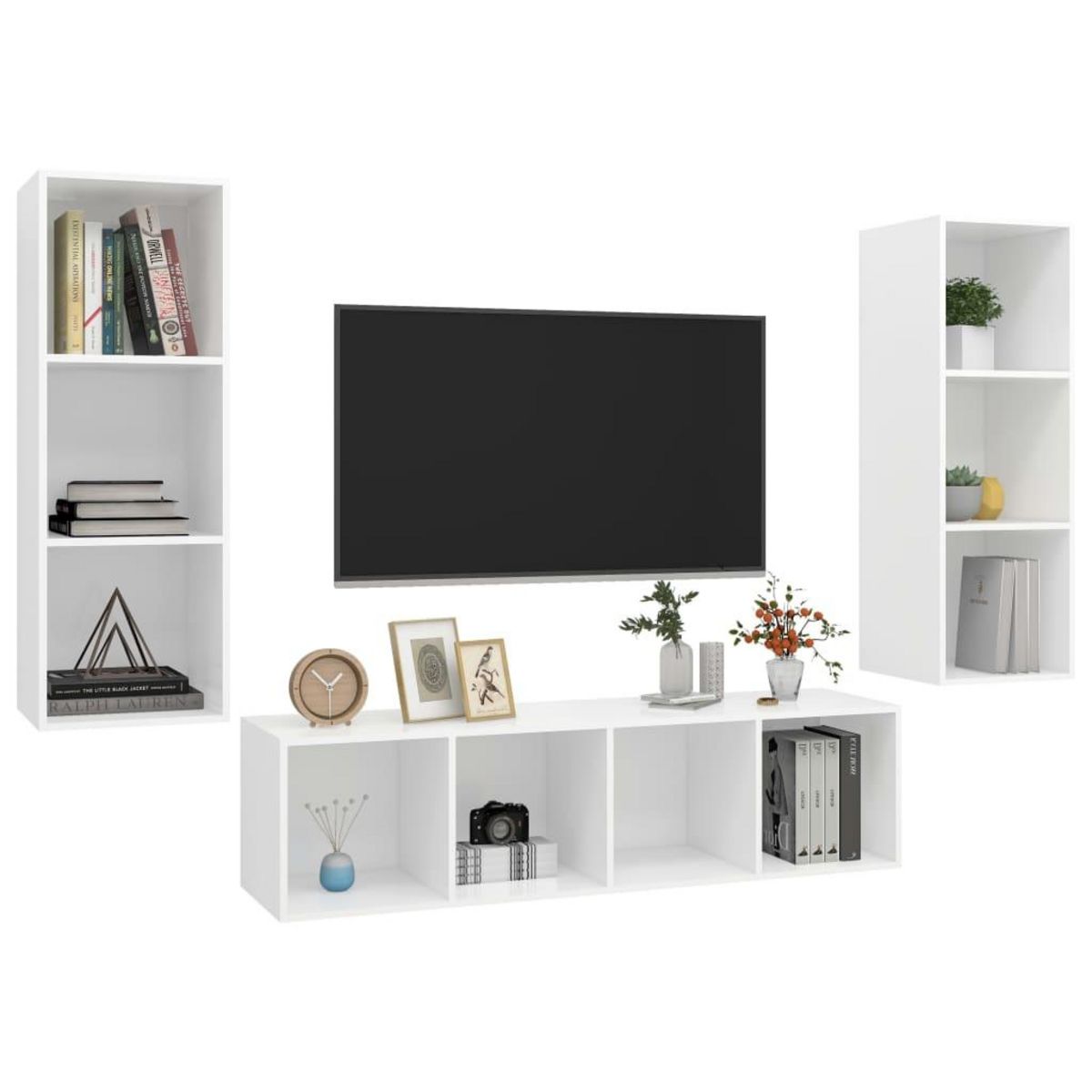 VIDAXL Ensemble de meuble TV 3 pcs Blanc Bois d'ingenierie