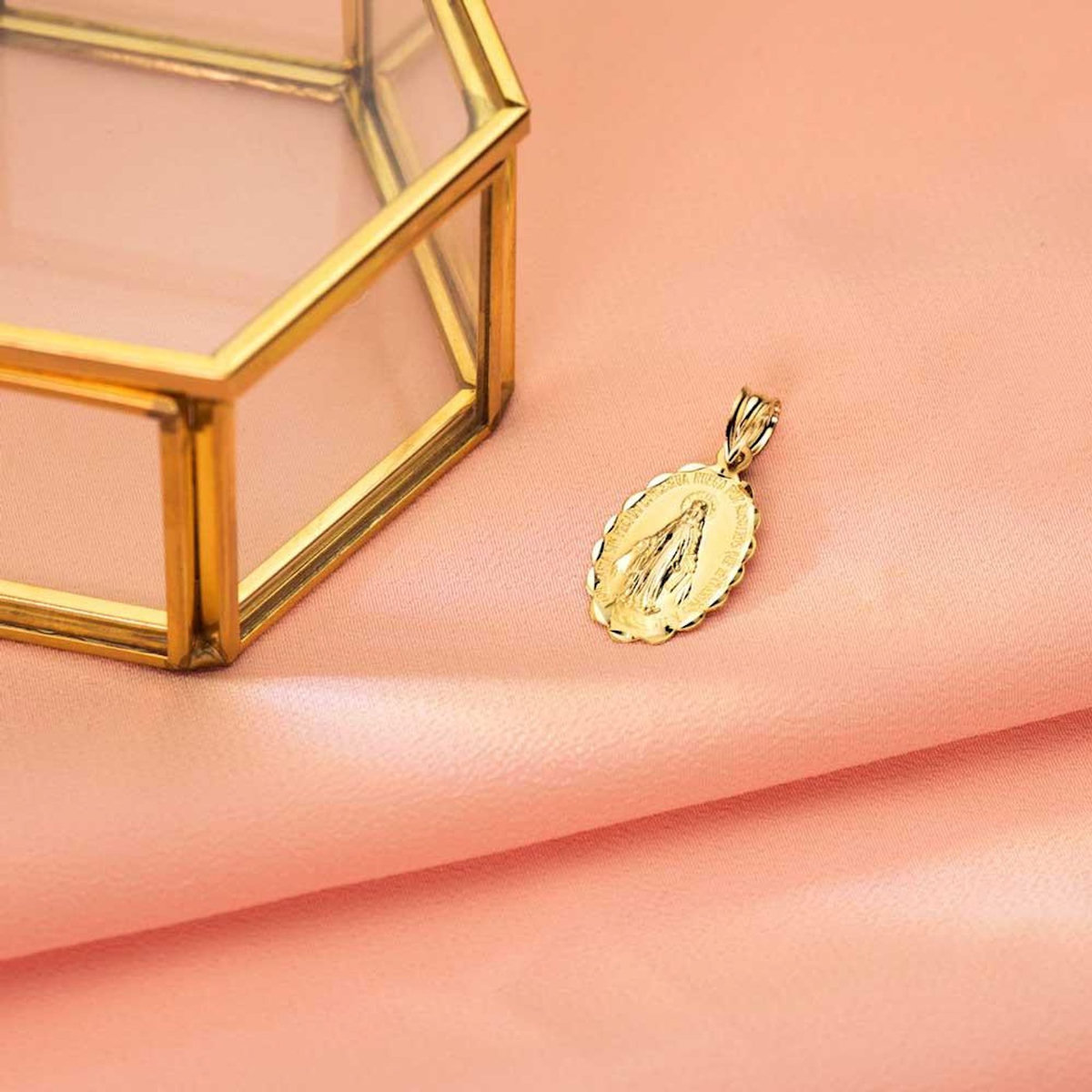 L'ATELIER D'AZUR Pendentif - Médaille Vierge Miraculeuse Or Jaune - Chaîne Offerte