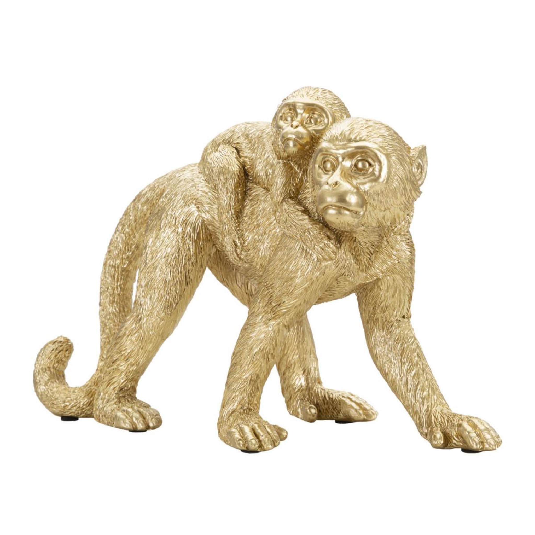 Voir la diapositive 2 : Paris Prix Statuette déco mère & enfant  singe  29cm or
