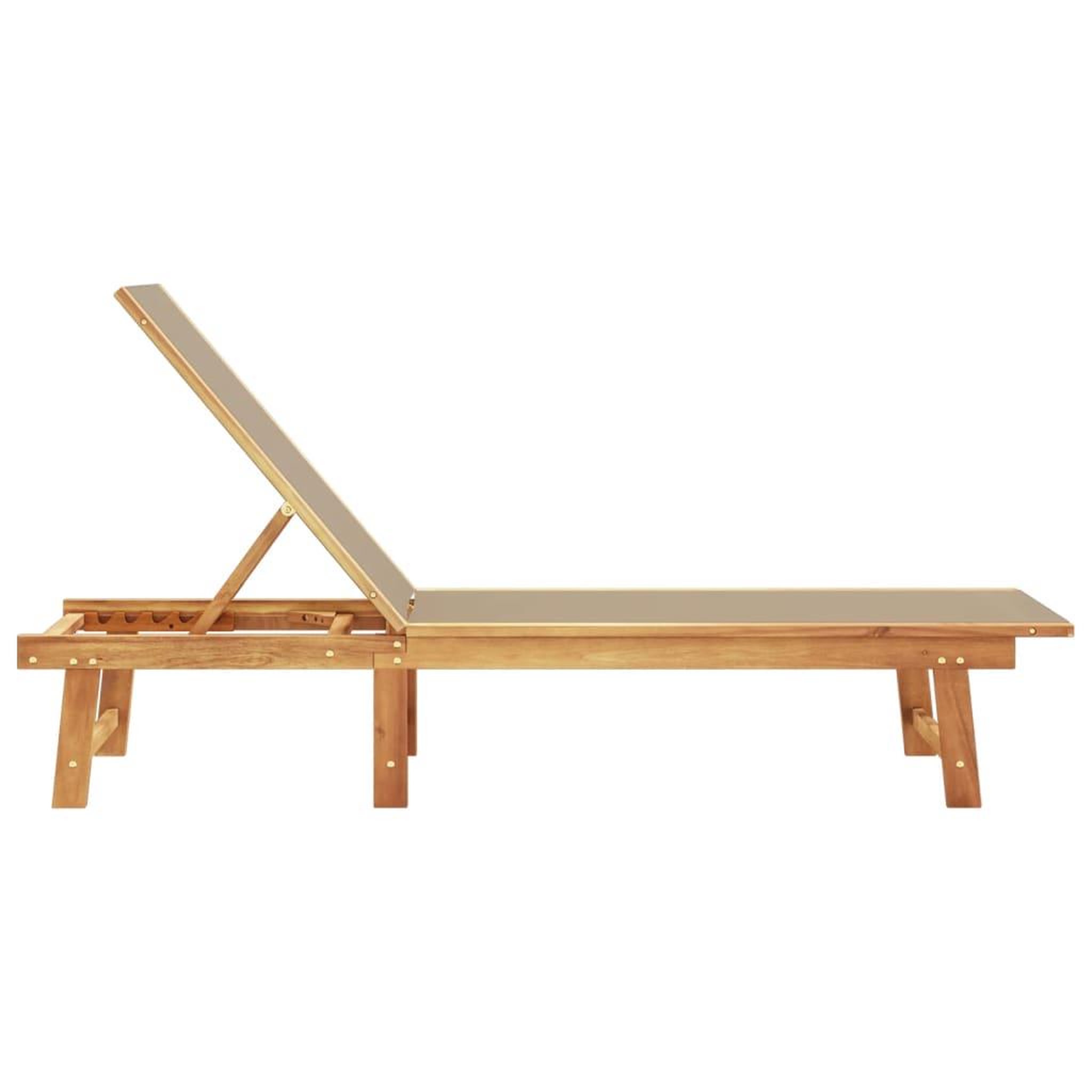 Voir la diapositive 4 : VIDAXL Chaise longue taupe bois d'acacia solide et textilene