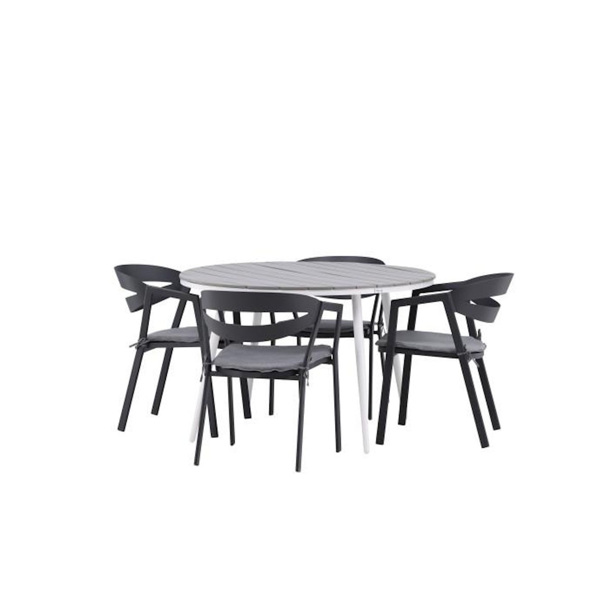 Paris Prix Ensemble Table de Jardin & 4 Chaises  Break & Slit  120cm Gris & Noir