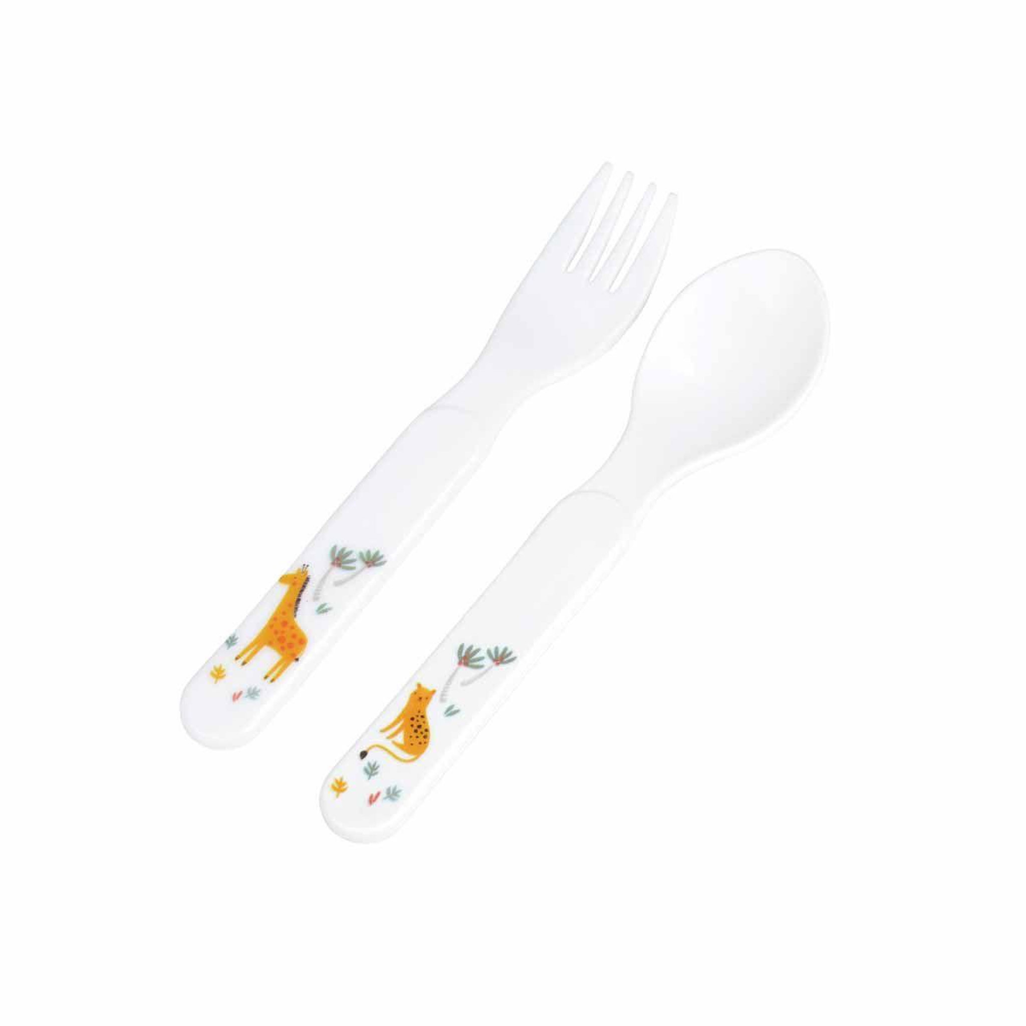 BEBE DOUCEUR Lot de 2 couverts bébé  sweet savane  blanc