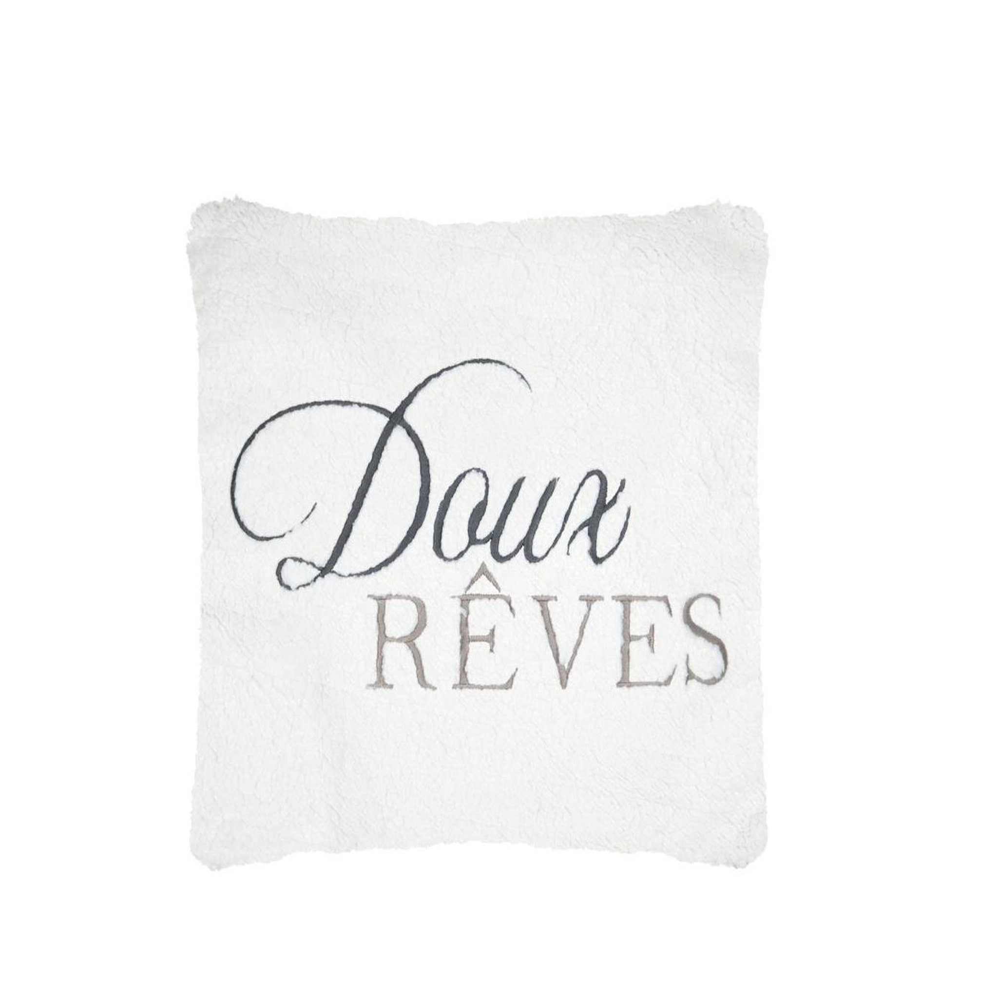 Eden Coussin 45 x 45 cm sherpa doux reves. Coloris disponibles : Blanc