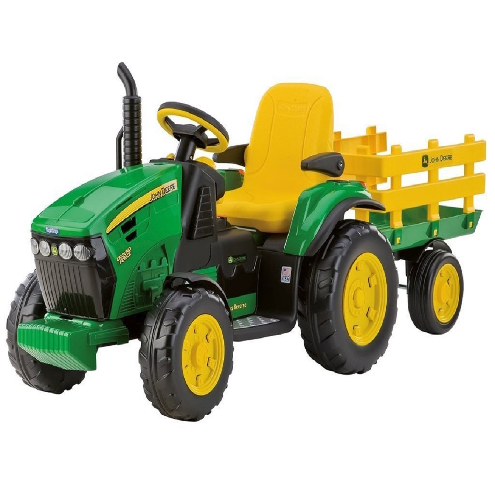 Voir la diapositive 1 : PEG PEREGO Tracteur Ground Force John Deere + remorque 