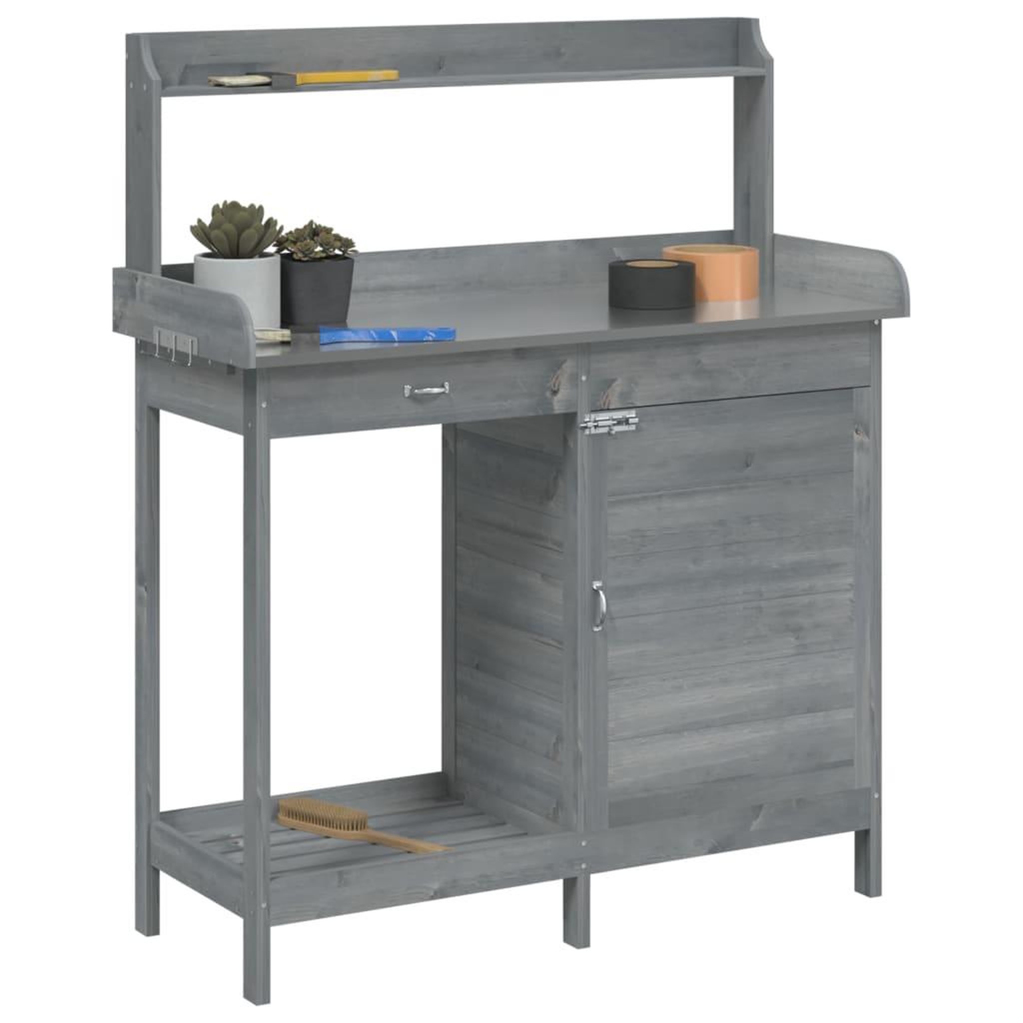 Voir la diapositive 4 : VIDAXL Table de rempotage avec armoire gris bois massif de sapin
